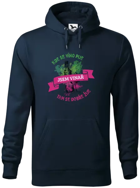 Pánska mikina Kde se víno pije, tam se dobře žije - jsem vinař - kopie