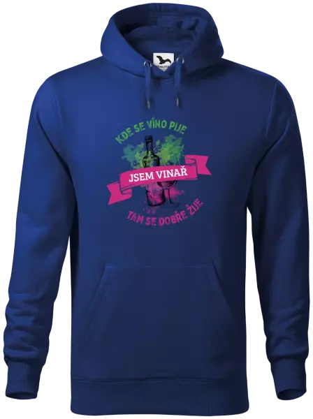 Pánska mikina Kde se víno pije, tam se dobře žije - jsem vinař - kopie