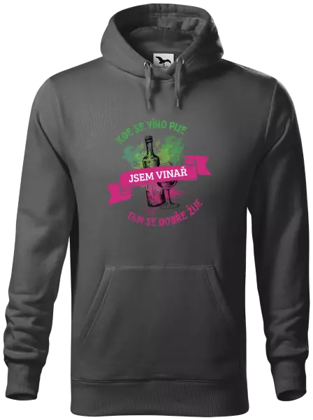 Pánska mikina Kde se víno pije, tam se dobře žije - jsem vinař - kopie