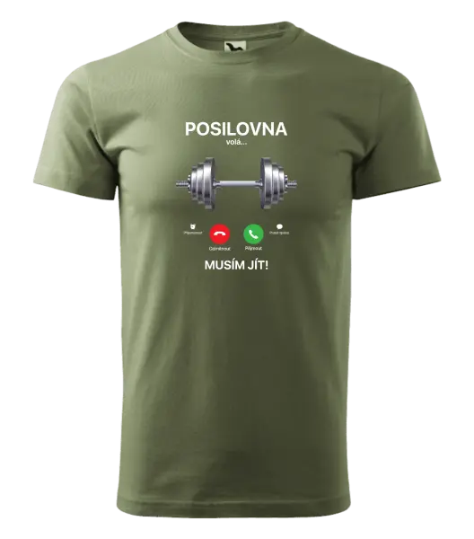 Pánské tričko Posilovna volá... musím jít!