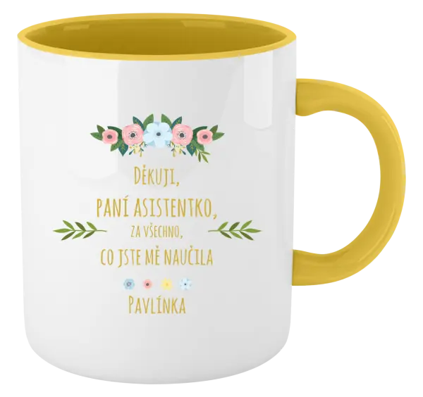 Hrnek Děkuji, paní asistentko, za všechno, co jste mě naučila se jménem