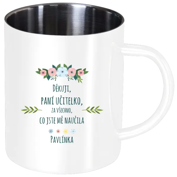 Nerezový hrnek Děkuji, paní asistentko, za všechno, co jste mě naučila se jménem