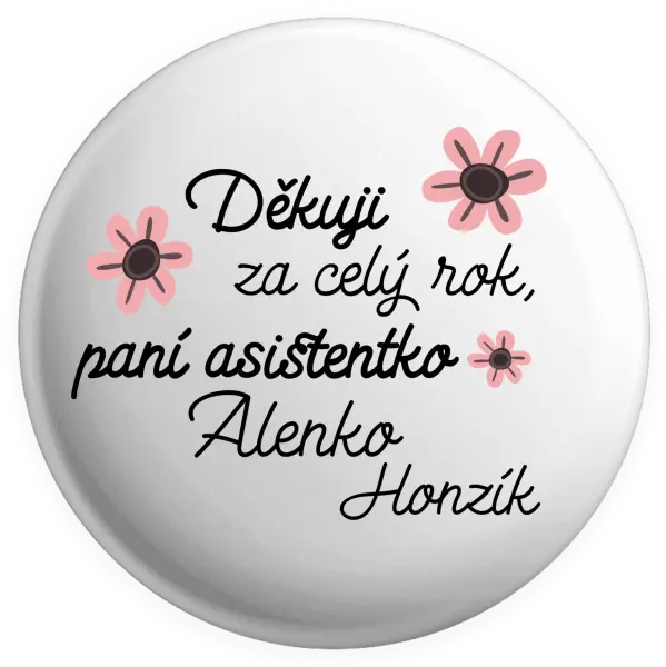 Placka Děkuji za celý rok, paní asistentko