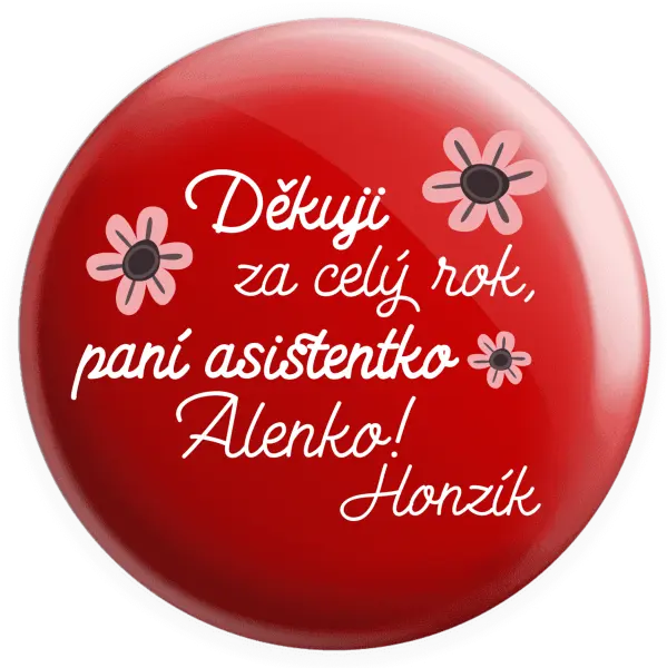 Placka Děkuji za celý rok, paní asistentko