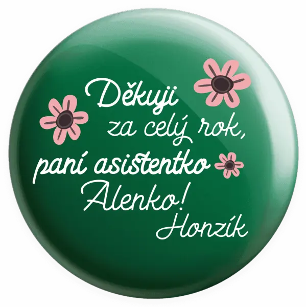 Placka Děkuji za celý rok, paní asistentko