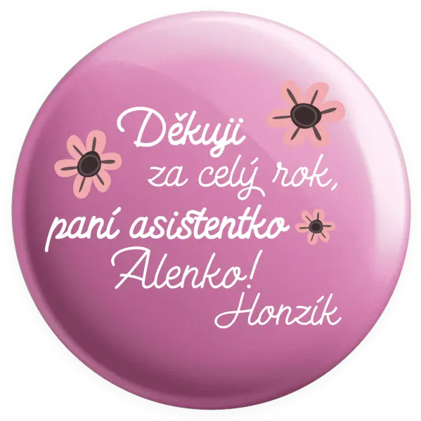 Placka Děkuji za celý rok, paní asistentko