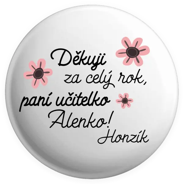 Placka Děkuji za celý rok, paní učitelko