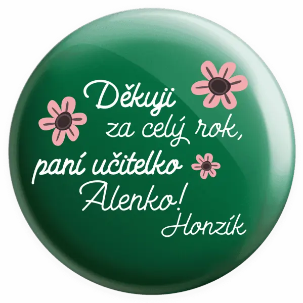 Placka Děkuji za celý rok, paní učitelko