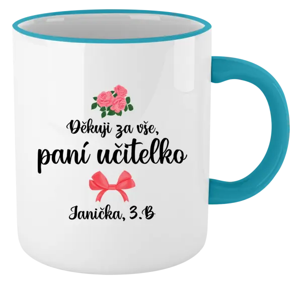 Hrnek Děkuji za vše, paní učitelko - růže