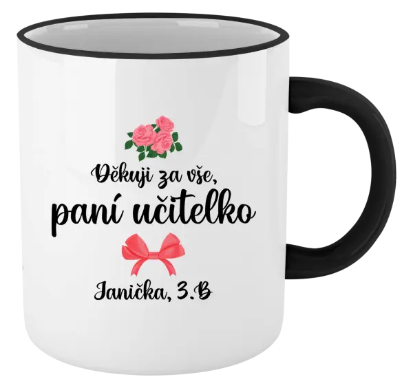 Hrnek Děkuji za vše, paní učitelko - růže