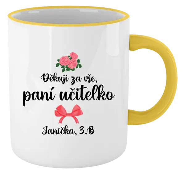 Hrnek Děkuji za vše, paní učitelko - růže