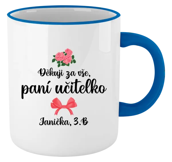 Hrnek Děkuji za vše, paní učitelko - růže