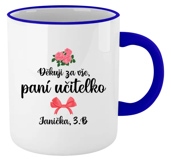 Hrnek Děkuji za vše, paní učitelko - růže