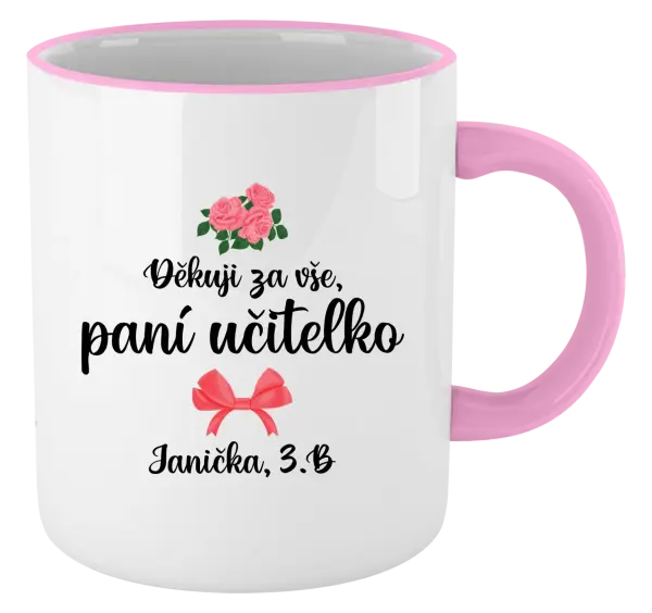 Hrnek Děkuji za vše, paní učitelko - růže