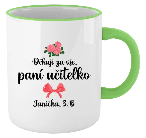 Hrnek Děkuji za vše, paní učitelko - růže