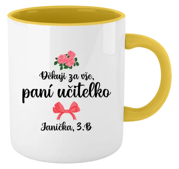 Hrnek Děkuji za vše, paní učitelko - růže