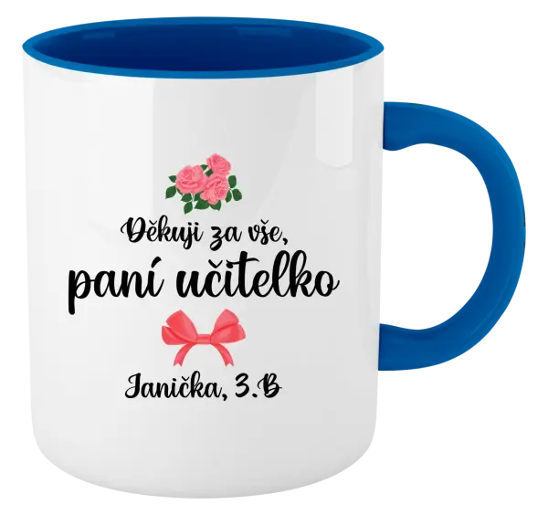 Hrnek Děkuji za vše, paní učitelko - růže
