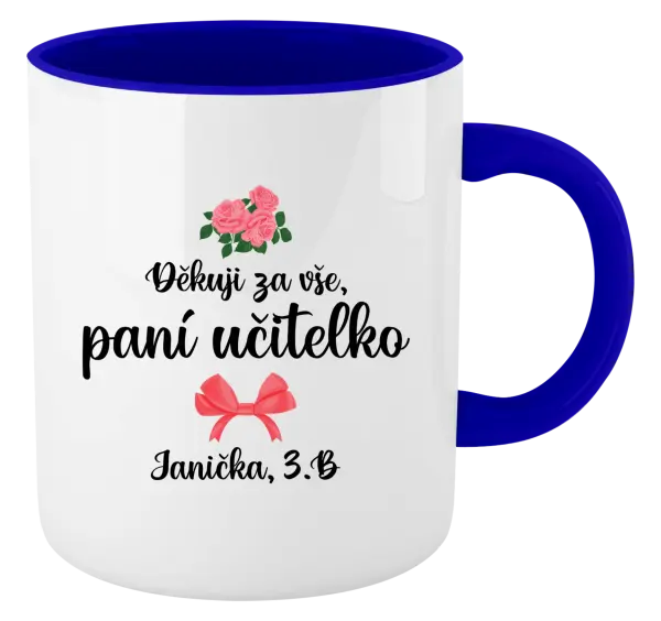 Hrnek Děkuji za vše, paní učitelko - růže