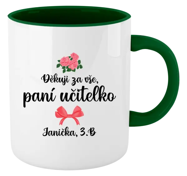 Hrnek Děkuji za vše, paní učitelko - růže