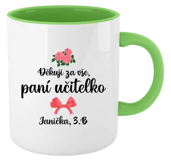 Hrnek Děkuji za vše, paní učitelko - růže