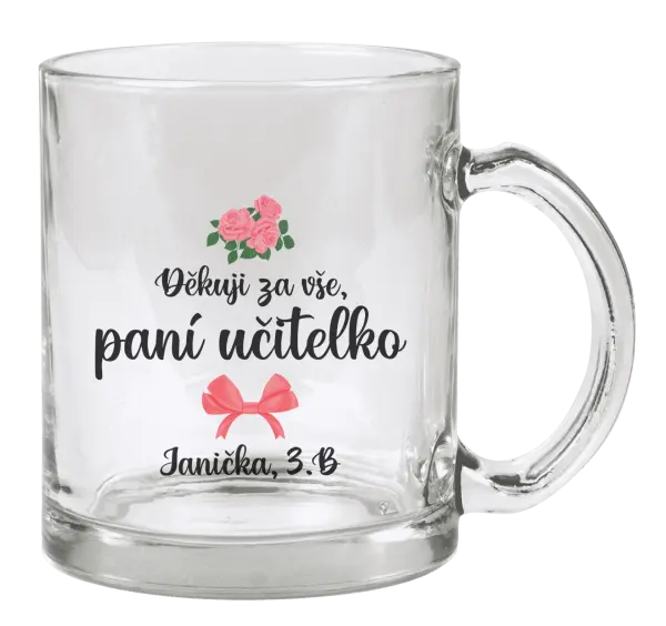 Hrnek Děkuji za vše, paní učitelko - růže