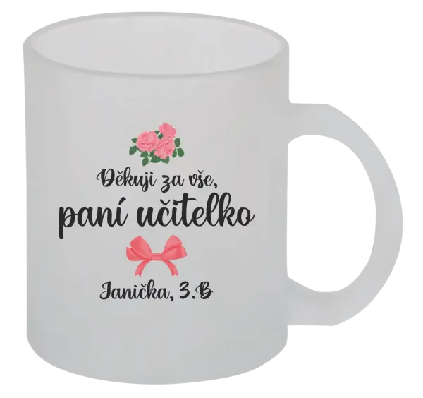 Hrnek Děkuji za vše, paní učitelko - růže