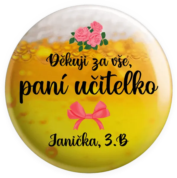Placka Děkuji za vše, paní učitelko - růže