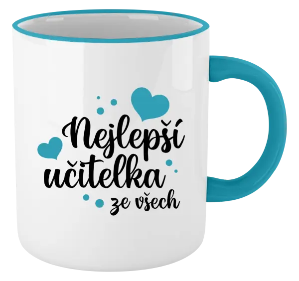 Hrnek Nejlepší učitelka ze všech - srdíčka