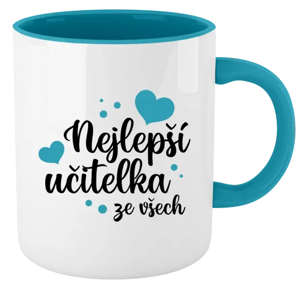 Hrnek Nejlepší učitelka ze všech - srdíčka