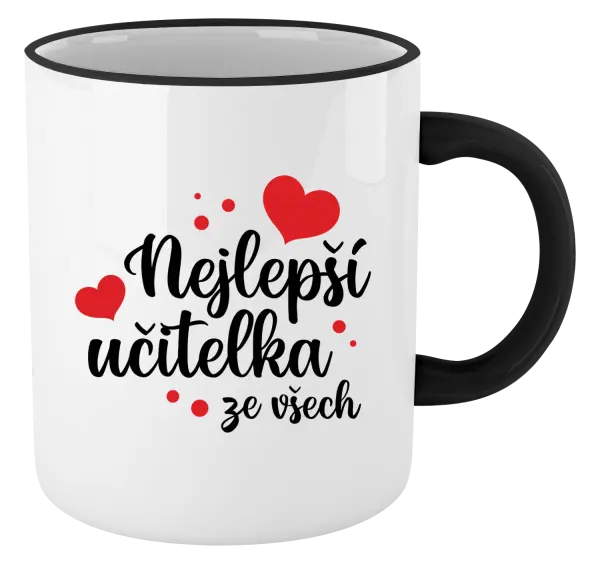 Hrnek Nejlepší učitelka ze všech - srdíčka