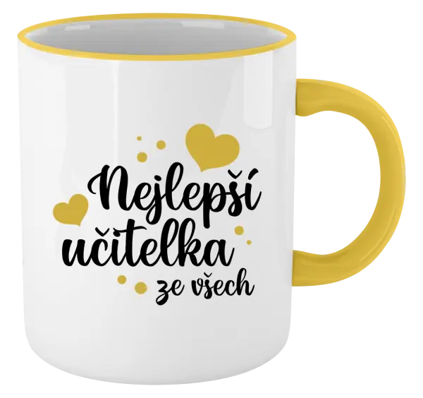 Hrnek Nejlepší učitelka ze všech - srdíčka