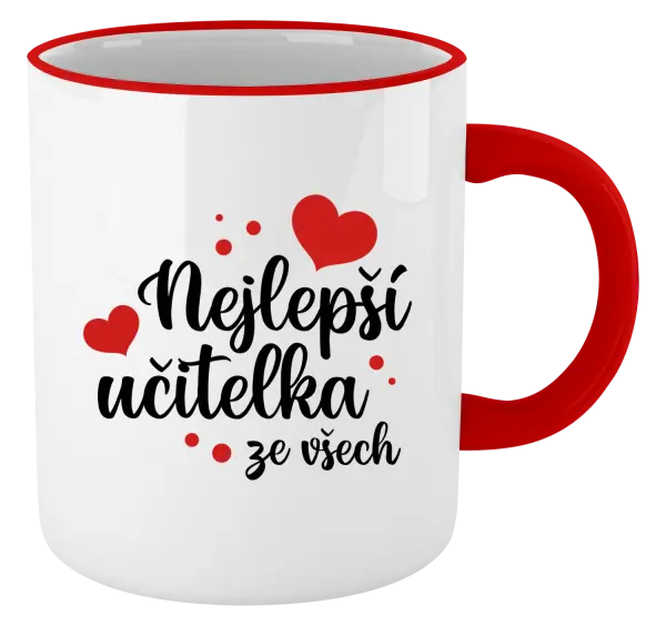 Hrnek Nejlepší učitelka ze všech - srdíčka
