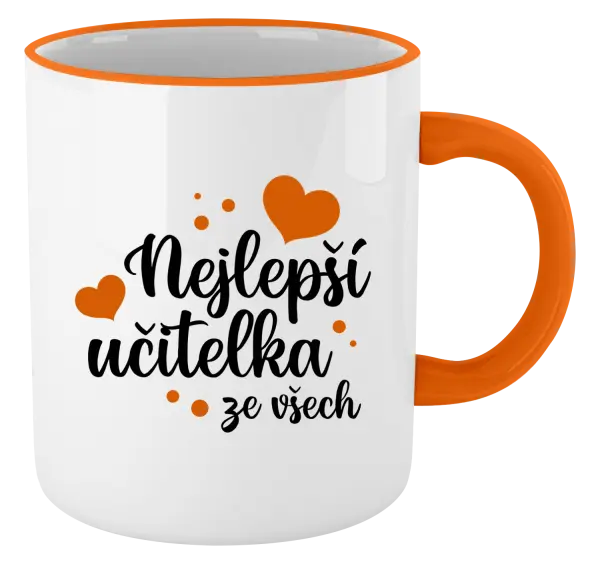 Hrnek Nejlepší učitelka ze všech - srdíčka