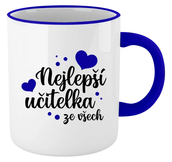 Hrnek Nejlepší učitelka ze všech - srdíčka