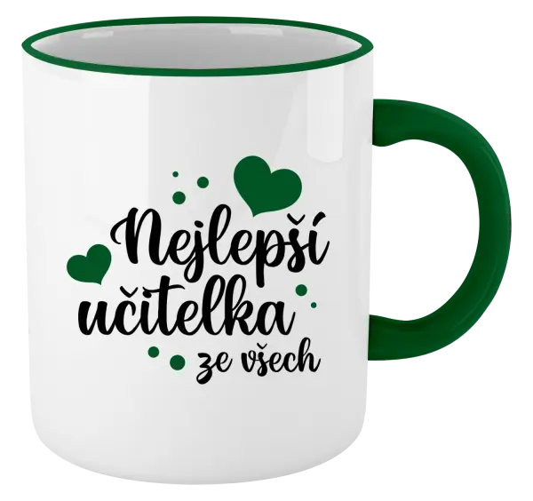 Hrnek Nejlepší učitelka ze všech - srdíčka