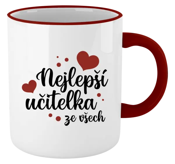 Hrnek Nejlepší učitelka ze všech - srdíčka