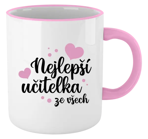Hrnek Nejlepší učitelka ze všech - srdíčka