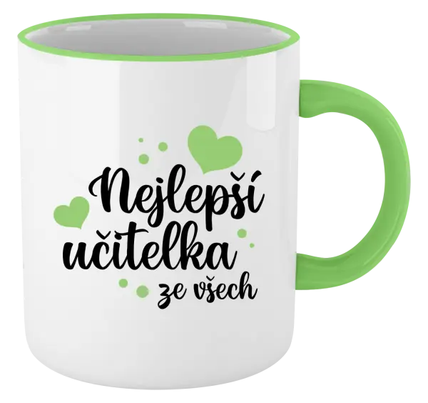 Hrnek Nejlepší učitelka ze všech - srdíčka
