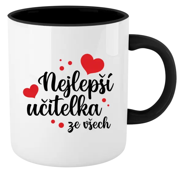 Hrnek Nejlepší učitelka ze všech - srdíčka