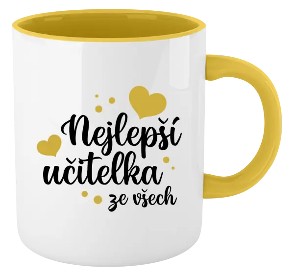 Hrnek Nejlepší učitelka ze všech - srdíčka