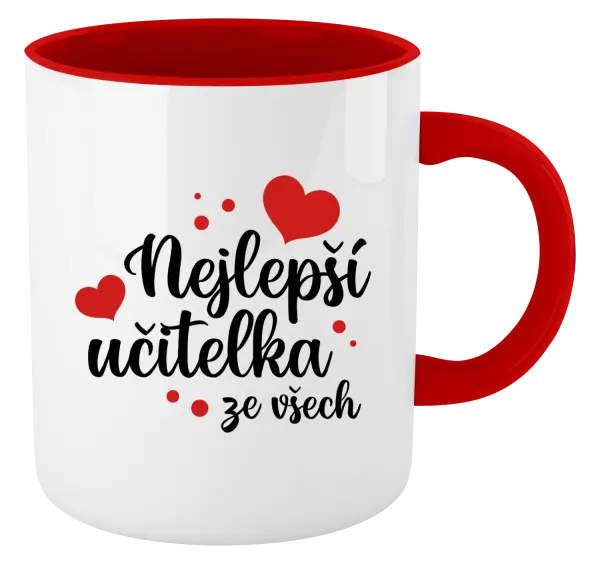 Hrnek Nejlepší učitelka ze všech - srdíčka