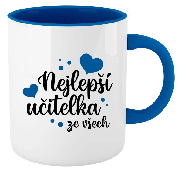 Hrnek Nejlepší učitelka ze všech - srdíčka