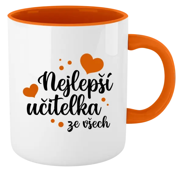 Hrnek Nejlepší učitelka ze všech - srdíčka