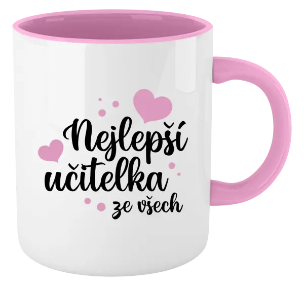 Hrnek Nejlepší učitelka ze všech - srdíčka