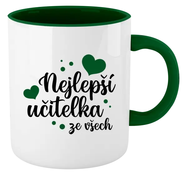 Hrnek Nejlepší učitelka ze všech - srdíčka