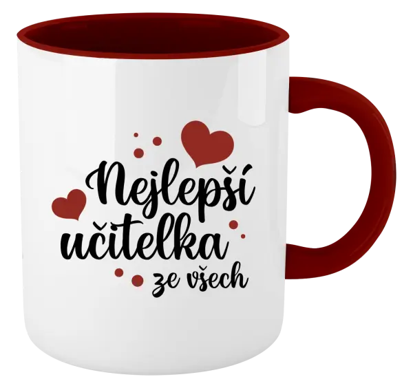 Hrnek Nejlepší učitelka ze všech - srdíčka