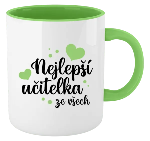Hrnek Nejlepší učitelka ze všech - srdíčka