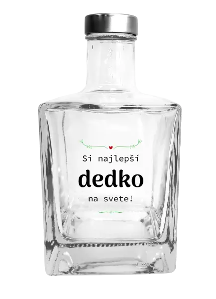 Fľaša, sklenená hranatá Jsi nejlepší dědeček na světě - kopie