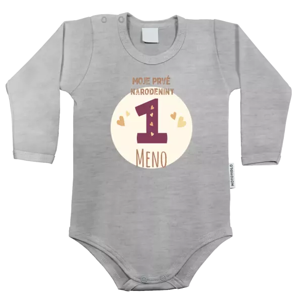 Detské body Moje prvé narodeniny s menom (vínová)