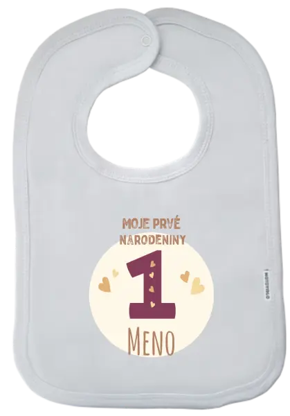 Detský podbradník Moje prvé narodeniny s menom (vínová)
